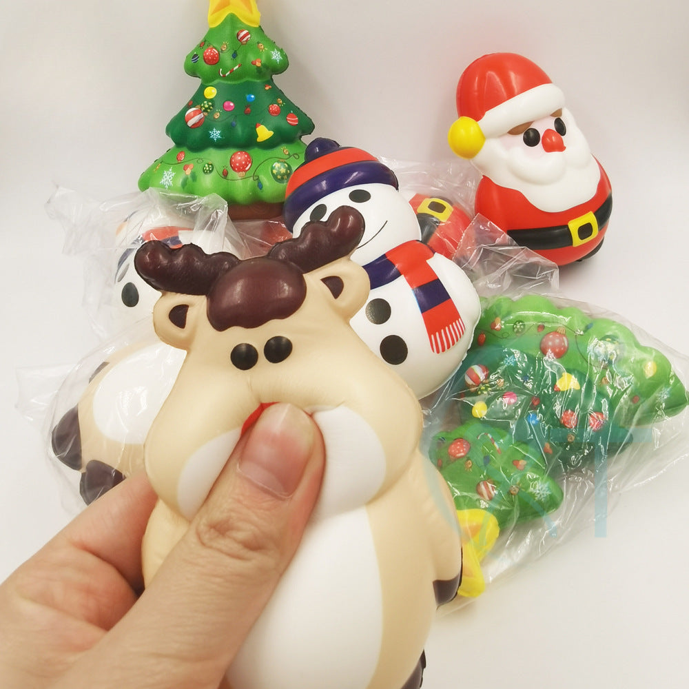 Santa Claus PU slow rebound figurine, foam ball, Christmas toy, snowman, and moose stress relief toy