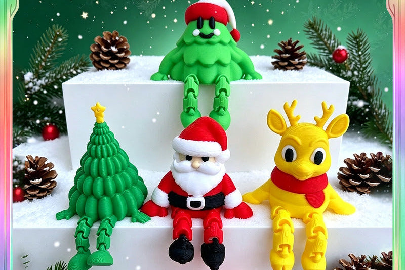Creative Sitting Christmas Figurines – 3D Printed Holiday Toy Ornaments for Decoration