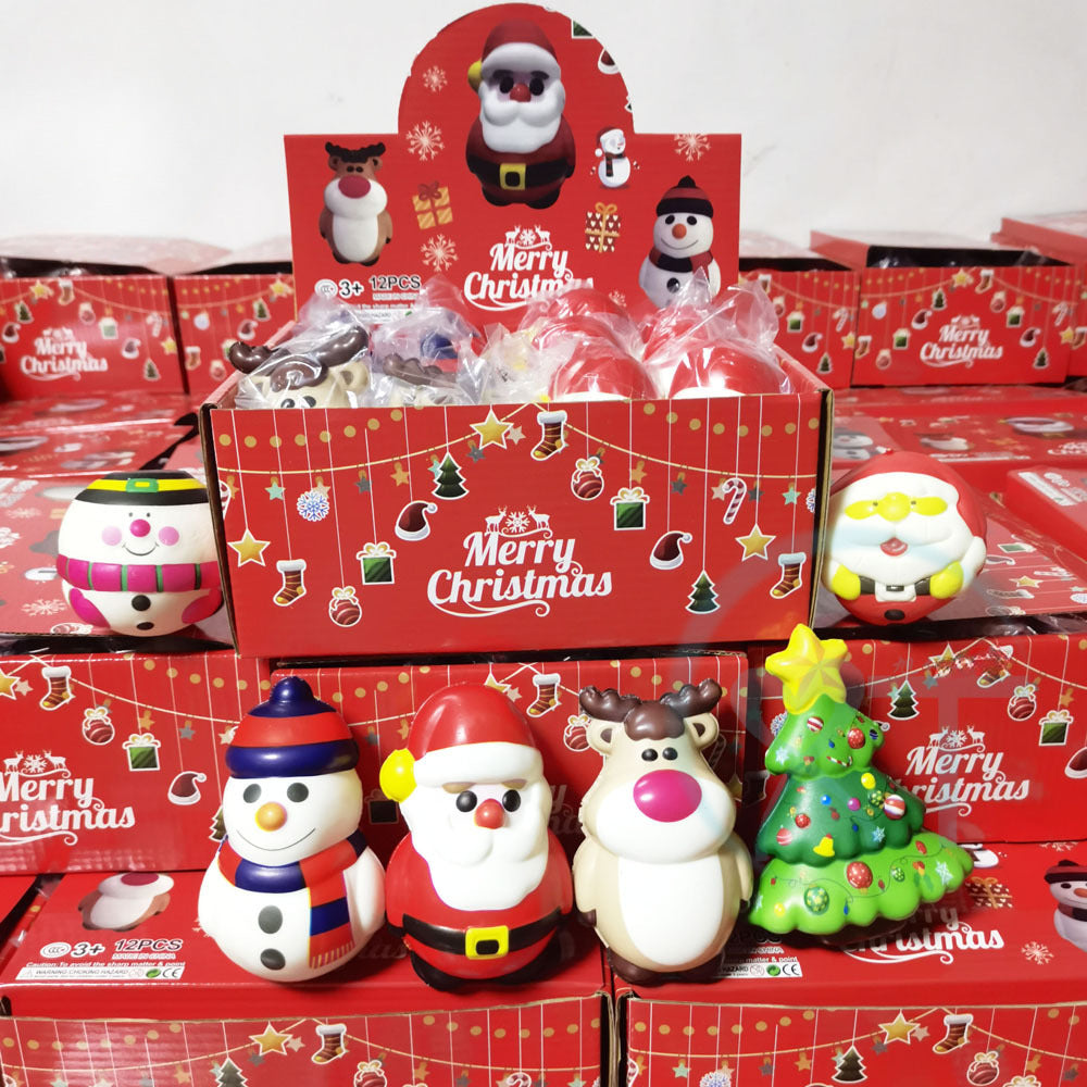 Santa Claus PU slow rebound figurine, foam ball, Christmas toy, snowman, and moose stress relief toy