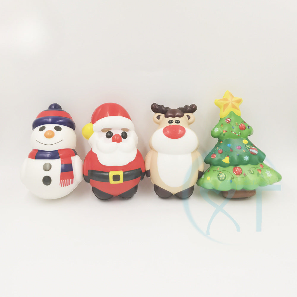 Santa Claus PU slow rebound figurine, foam ball, Christmas toy, snowman, and moose stress relief toy