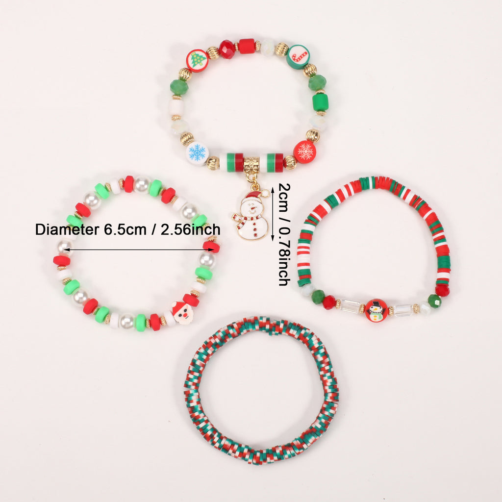 Christmas Beaded Charm Bracelet Set – Festive Santa, Snowman, Reindeer & Christmas Tree Jewelry