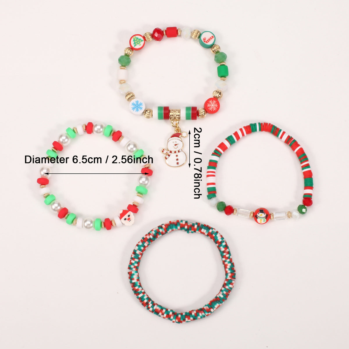 Christmas Beaded Charm Bracelet Set – Festive Santa, Snowman, Reindeer & Christmas Tree Jewelry