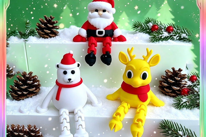 Creative Sitting Christmas Figurines – 3D Printed Holiday Toy Ornaments for Decoration
