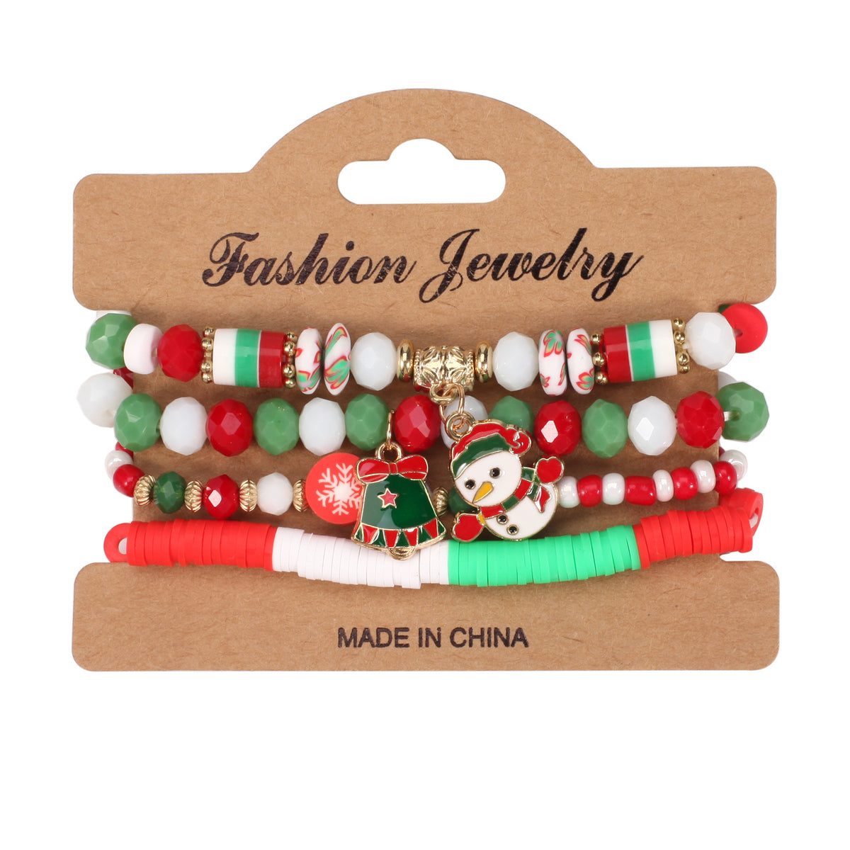 Christmas Beaded Charm Bracelet Set – Festive Santa, Snowman, Reindeer & Christmas Tree Jewelry