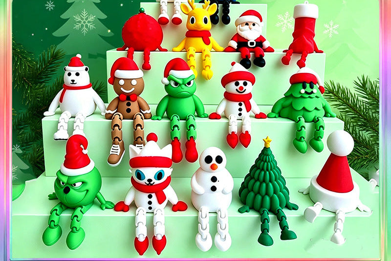 Creative Sitting Christmas Figurines – 3D Printed Holiday Toy Ornaments for Decoration