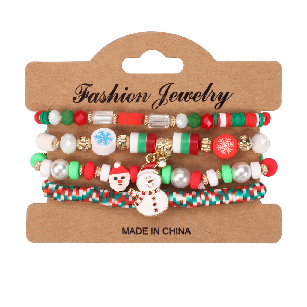 Christmas Beaded Charm Bracelet Set – Festive Santa, Snowman, Reindeer & Christmas Tree Jewelry
