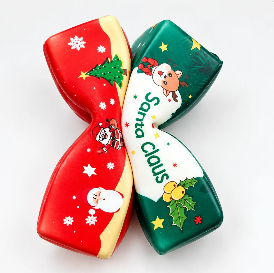 Christmas Theme Slow-Rebound Butter Stick Squeeze Toy for s Christmas Gift PU Artificial Cream Bar Stress-Relief Toy